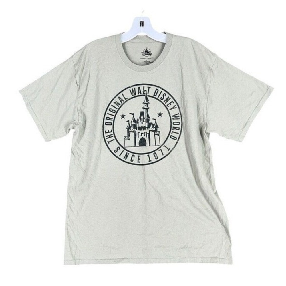 Walt Disney World Disney Graphic Tee Mens L Sage Green Castle Since 1971 Casual